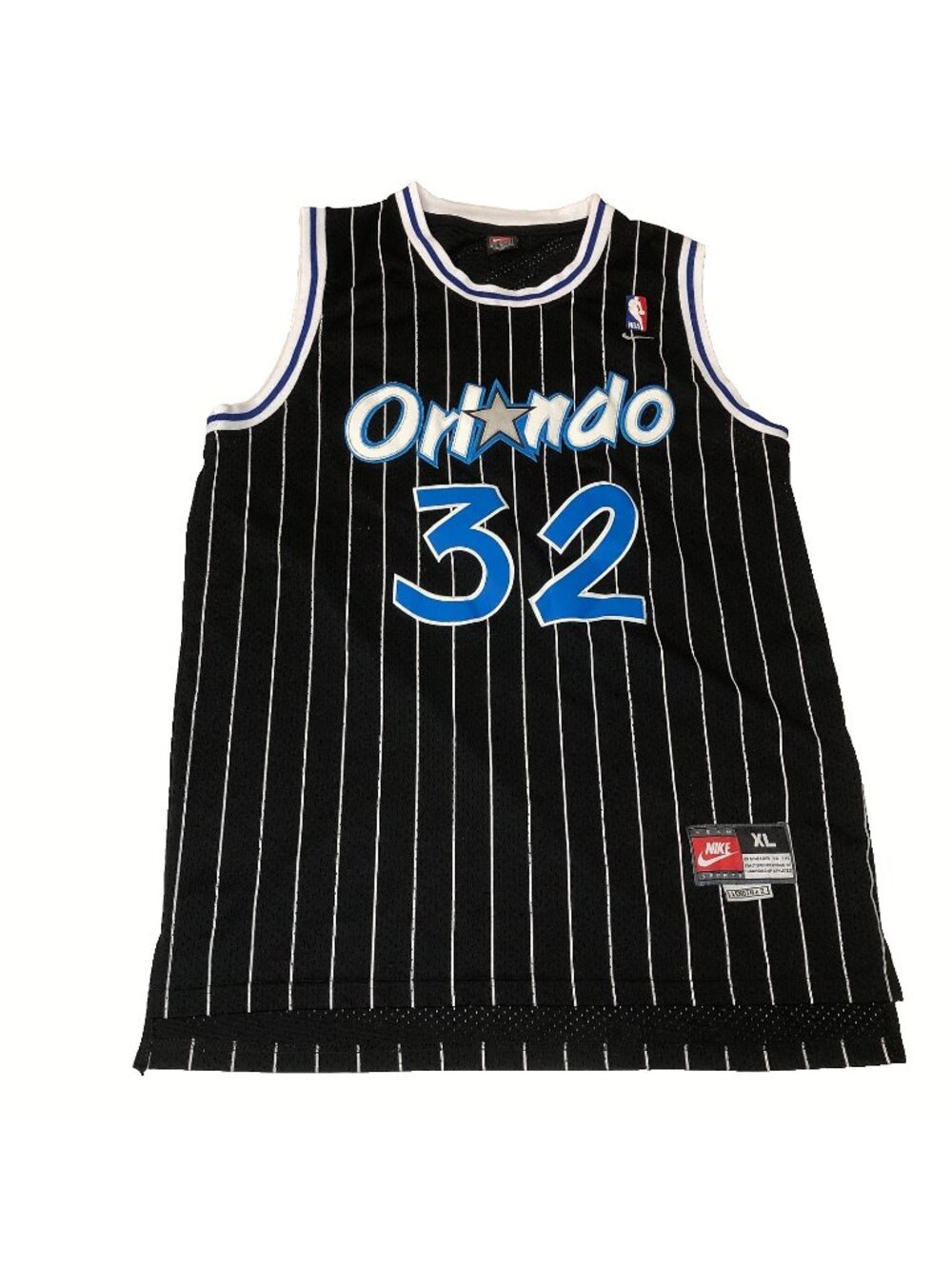 Vintage Shaquille O’NeaL #32 Nike Orlando Magic Black Pinstripe Jersey Mens XL